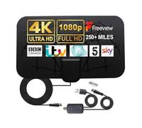 Antenne TV Intérieur Puissante TNT HD - Antenne HDTV avec Amplicateur de Signal Amélioré Jusqu’à 400 km- pour 1080P 4K Chaînes Télévision Gratuites - 3m de Câble Coaxial