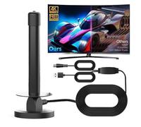 Antenne TV Intérieur Puissante TNT HD - Réception 360°, Compatible DVB-T/T2, Support 4K/1080p HD, pour Smart TV, Câble Coaxial 5 m
