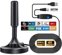 Antenne TV Intérieur TNT HD,2024 Dernières Antenne TV Intérieure avec amplificateur,400km+ Réception Longue Portée à 360°,UHF VHF Salon,Caravane Camping-Car,Base magnétique Forte (New-TV)(Q186)