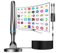 Antenne TV intérieure, 2026 Antenne HD puissante avec amplificateur réglable réception 360°, base magnétique résistante, couverture du signal TV ouverte de 450 km, compatible avec 4K 1080P DVB-T