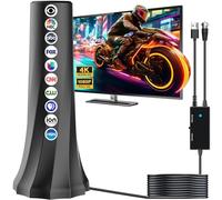 Antenne TV intérieure 2026 pour Smart TV portée de plus de 2 500 km, antennes HDTV pour chaînes locales, récepteur amplificateur de signal à 360°, antenne portable intérieure et extérieure support 8 K