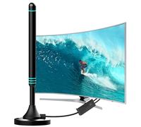 Antenne TV Intérieure - Antenne TNT HD Numérique DVB-T/T2, Compatible VHF/UHF, Base Magnétique Puissante, Facile à Installer pour Maison et Appartement, Câble Coaxial 5m