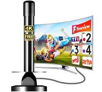 Antenne TV Intérieure avec Amplificateur 360° - Réception HD 4K / Full HD - Base Magnétique Puissante - Compatible Smart TV et DVB-T2 - Câble 5 m Inclus (K-250DB-FR-02-1013)