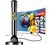 Antenne TV Intérieure avec Amplificateur 360° - Réception HD 4K / Full HD - Base Magnétique Puissante - Compatible Smart TV et DVB-T2 - Câble 5 m Inclus (K-250DB-FR-01-1013)