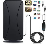 Antenne TV Intérieure Extérieure, 480 km Antenne HDTV Numérique Puissante avec Intelligente Amplificateur de Signal