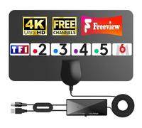 Antenne TV Intérieure HD 2026 - Réception TNT Ultra-Stable, Installation Facile, Compatible Smart TV & TV HD, Amplifiée pour Chaînes Locales et Nationales, Ultra-Fine & Design Moderne