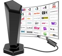 Antenne TV Intérieure Puissante TNT,460+KM Antenne TNT IntéRieur avec Amplificateur de Signal à Gain Élevé,Réception Longue Portée à 360°,Compatible avec Smart TV 1080P 4K DVB-T DVB-T2