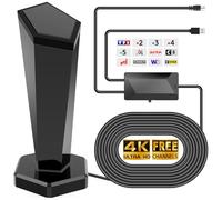 Antenne TV Intérieure Puissante TNT - Amplificateur de Signal à Gain Élevé, Réception 360° Longue Portée 500km, Compatible Smart TV 1080P 4K DVB-T/DVB-T2