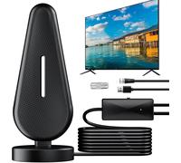 Antenne TV Intérieure Puissante TNT HD,2024 le plus récent Antenne TV Intérieur avec Amplificateur de Signal à Gain Élevé,Réception Longue Portée à 360° avec Base Magnétique Solide,Compat(Q23)
