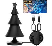 Antenne Tv Intérieure Puissante Tnt Hd 2024 - Réception Longue Portée 420Km À 360° - Compatible 4K 1080P Hdtv & Vhf Uhf - Câble Coax 5M