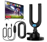 Antenne TV Intérieure Puissante TNT HD, 2025 Puissante Antenne HDTV Intérieur de Base magnétique avec Amplificateur de Signal à Gain Élevé, Compatible avec TV 4K 1080P, avec câble coaxial de 27 Pieds
