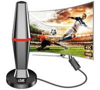 Antenne TV Intérieure Puissante TNT HD,450KM Longue Portée et Antenne TV avec Amplicateur de Signal Amélioré,pour 1080P 4K Chaînes,3m de Câble Coaxial & avec Base Magnétique