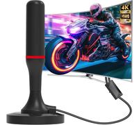 Antenne TV Intérieure TNT HD,Puissante Antenne HDTV Intérieur avec Amplificateur de Signal à Gain Élevé,Chaînes Locales Gratuites 450km Réception Longue Portée à 360 Compatible avec TV 4K 1080P