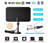 Antenne TV numérique d'intérieur 80 Miles + support,amplificateur d'antenne HDTV UHF VHF TV DVB-T DVB-T2 ATSC ISDB,comme vu à la télévision