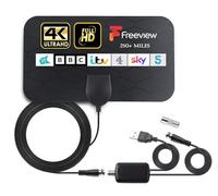 Antenne TV numérique d'intérieur améliorée 2025 - Longue portée de plus de 600 km - Antenne Freeview avec amplificateur de signal, antenne TV 4K Ultra HD facile à installer, facile à installer,