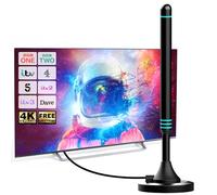 Antenne TV numérique d'intérieur Ariels avec amplificateur, base magnétique puissante pour une installation facile, antenne Smart TV intérieure support 4K/1080p tous les téléviseurs - Câble coaxial de