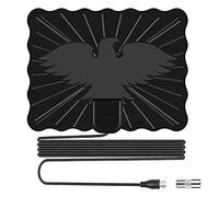 Antenne TV numérique HDTV 25 dB amplifiée de 250 km - Antenne plate HD d'intérieur active avec câble coaxial F mâle de 3 mètres - Adaptateur IEC pour 720P 1080P 4K ATSC