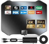 Antenne TV numérique pour Smart TV d'intérieur, antenne TV pour chaînes | Antenne pour TV sans câble, prise en charge de la réception longue portée 4K, antenne HDTV avec amplificateur de signal