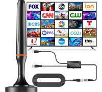 Antenne TV numérique pour Smart TV intérieure, réception à 360° Antenne numérique HDTV pour chaînes locales, prend en charge 1080p et 4K, base magnétique puissante - tous les téléviseurs