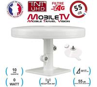 Antenne TV - Omni Pro Plus - UHD 4G - 55dB - Fixation Ventouses - Camping Car/Camion/Fourgon