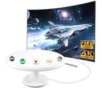 Antenne TV pour camping-car avec signal amplifié - Antenne TV numérique HD d'extérieur avec réception longue portée, installation facile - pour camping-car, remorque, camion, caravane, bateau (blanc