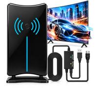 Antenne TV pour chaînes locales Antenne numérique pour Smart TV intérieur | Antenne TV d'intérieur longue portée à 360° avec amplificateur de signal prend en charge 4K 8K 1080p tous les téléviseurs