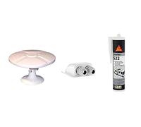 Antenne TV TNT Extérieure Omnidirectionnelle TONNA + Amplificateur Blanc + Colle-Mastic pour jointoiement de caravanes et Camping-Cars, Blanc, 300ml + Passe-Toit 2 entrées