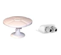 Antenne TV TNT Extérieure Omnidirectionnelle TONNA + Amplificateur Blanc - gain amplifiée 40 dB + Offgridtec 006420 Passe-Toit 2 entrées pour