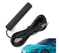 Antenne Voiture Autoradio Adhésive, Antenne Radio FM AM Universelle FM Adaptateur, Amplifiée pour Autoradio, avec Connecteur DIN, Câble de 5m, Idéale pour Voitures, Camions, SUV et Bateaux, Noir