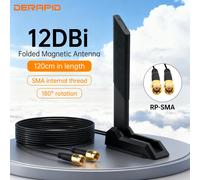 Antenne WiFi 6E RP-SMA, Base magnétique pour ordinateur de bureau AX210 AX200 PCI-E, double bande 2.4G 5G 6GHz, Booster d'antenne externe de 1.2 mètres 12DB WiFi Antenna