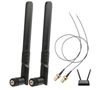 Antenne WiFi RP-SMA Mâle 8dBi 2.4GHz 5GHz 5.8GHz Bi-Bande, Câble Coaxial MHF4 à RP-SMA Femelle 30 cm, Compatible avec Cartes Réseau M.2 NGFF Intel, Routeurs, Caméras IP, Adaptateurs USB - Pack de 2