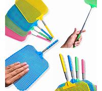 ANTEVIA - 1 tapette à Mouche télescopique géante de 33 à 76cm |Surface tapette XXL : 19 x 16cm| Couleur ALÉATOIRE | Piège à Mouche (Fly swatter)