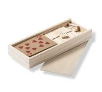 ANTEVIA - Assortiment 2 Jeux de société Voyage : Jeux de 54 Cartes et Dominos avec Boite de Rangement | Plus DE 10 MODÈLES | Bois Voyage Classique (Halin)