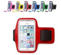 ANTEVIA - Brassard téléphone étanche Universel + Poche clés | Taille Max : 6.4 Pouces Soit 16.2cm |10 MODÈLES | Sport pour Smartphone Porte téléphone | Couleur: Rouge (Kelan Rouge)