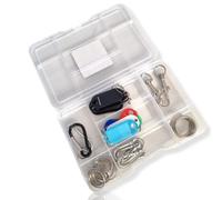 ANTEVIA - Coffret de 32 Accessoires à clés avec boîte de Rangement : Porte-clés étiquette - Mousquetons - Anneaux - Crochets...| Plus DE 20 MODÈLES | Porte Clef Clé (Key Ring)