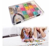 ANTEVIA - Coffret de perles pour bracelet + cordons + fermoirs + charmes + pince à bijoux | Loisir créatif enfant | Epingles bois (Luxury)