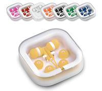 ANTEVIA - Écouteurs filaires Intra auriculaire avec boîte de Rangement et 3 Jeux d'oreillettes |Plus DE 10 MODELES |Anti-Bruit | Couleur: Jaune (Cort Jaune)