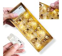 ANTEVIA - Guirlande Lumineuse de Noël 120cm Lumière Chaude 12 Boules | Boules LED en Verre | Sapin Table Décoration |Plus DE 10 MODÈLES |Couleur : Beige et Marron (Guirlande L1)