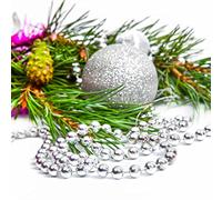 ANTEVIA - Guirlande Sapin de noël 500cm | Type Perle argentée | Plus DE 10 MODÈLES | Chaîne Table de noël | Couleur : Gris (Guiperle argenté)
