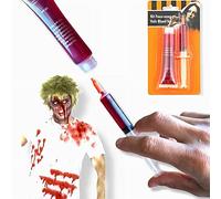 ANTEVIA - Kit de Faux Sang Halloween avec seringue + Recharge | Plus DE 10 MODÈLES | Visage Corp Vêtement Liquide Maquillage (Bloed)