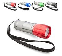 ANTEVIA - Lampe de poche LED |9 LEDS ultra puissantes & dragonne | PLUS DE 20 MODÈLES| Matière : Aluminium | Torche à piles | Couleur : Rouge (Lumosh)