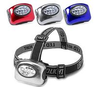 ANTEVIA - Lampe frontale LED grise avec sangles réglables |5 LEDS ultra puissantes | PLUS DE 20 MODÈLES | Matière : Aluminium | Torche à piles | Lecture de poche | Couleur : Gris (Lokys gris)