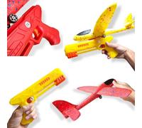 ANTEVIA - Lanceur Avion en Mousse de Polyester Format XL 37cm | Planeur avec Lanceur Pistolet | Couleurs ALÉATOIRES | Léger et Solide | Jeux Catapulte Mousse (Foam Glider)
