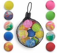 ANTEVIA - Lot de 10 balles rebondissantes Enfant Multicouleurs dans Son Filet de Transport | Enfants Jeux Anniversaire|couleurs et motifs aléatoires (Bouncing)