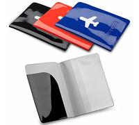 ANTEVIA - Lot de 3 Porte Passeport Voyage | Plus DE 20 MODÈLES | Protège étui Passeport | Matière: PVC | Couleurs: Bleu Noir Rouge (Klimba)