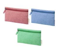 ANTEVIA - Lot de 3 trousses école en coton recyclé | Scolaire Stylo | PLUS DE 10 MODELES | Fermeture: Zippé | Couleur des trousses : Rouge Bleu Vert (Halgar)