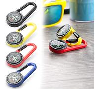 ANTEVIA - Lot de 4 mousquetons Porte-clés avec Boussole | Plus DE 10 MODÈLES | Camping Randonnée Plein air | Matière : Plastique | Couleurs : Bleu Jaune Noir Rouge (Clark)