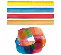 ANTEVIA - Lot de 4 règles plates flexibles incassables | PLUS DE 20 MODÈLES | Matière: Plastique | Couleurs : Jaune orange rouge bleu (Flexor)