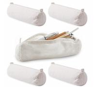 ANTEVIA - Lot de 4 trousses à stylo écologique en coton | PLUS DE 10 MODELES | Fermeture: Zippé | Couleur des trousses: Beige (Kinsy)