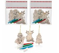 ANTEVIA - Lot de 6 décorations de Sapin de noël en Bois à colorier + 6 feutres | Plus DE 10 MODÈLES | Boule à Suspendre Enfant Arbre (Andoya)